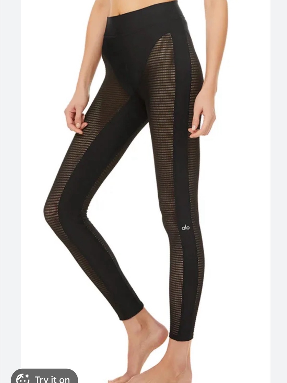ALO Yoga Black High-Waist Mesh Side Panel Leggings